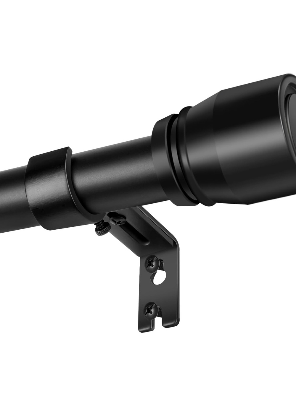 Black Curtain Rod with Adjustable Bracket - Black 30-144